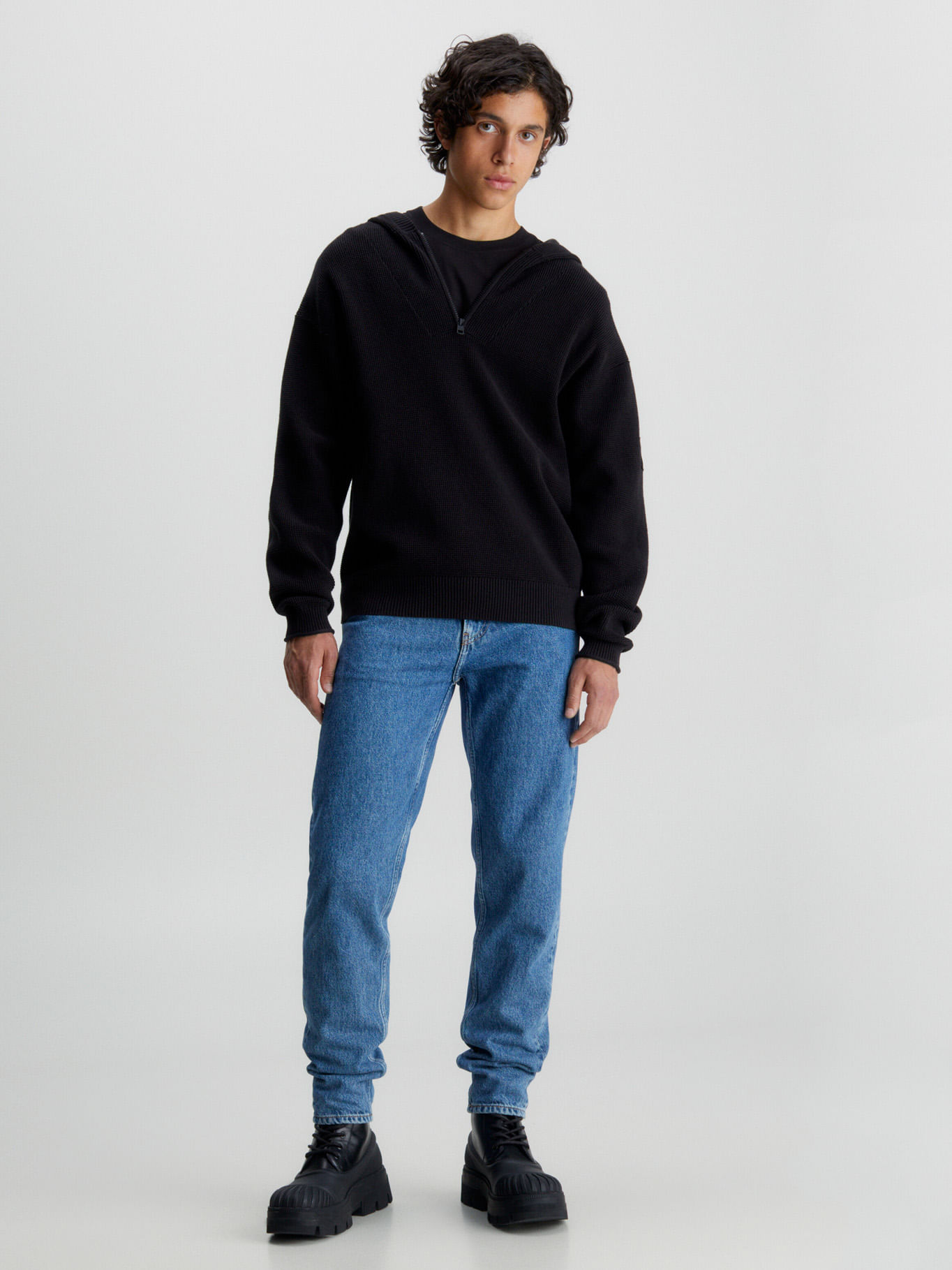 Sweater con capucha de algodón gofrado — imagen 2