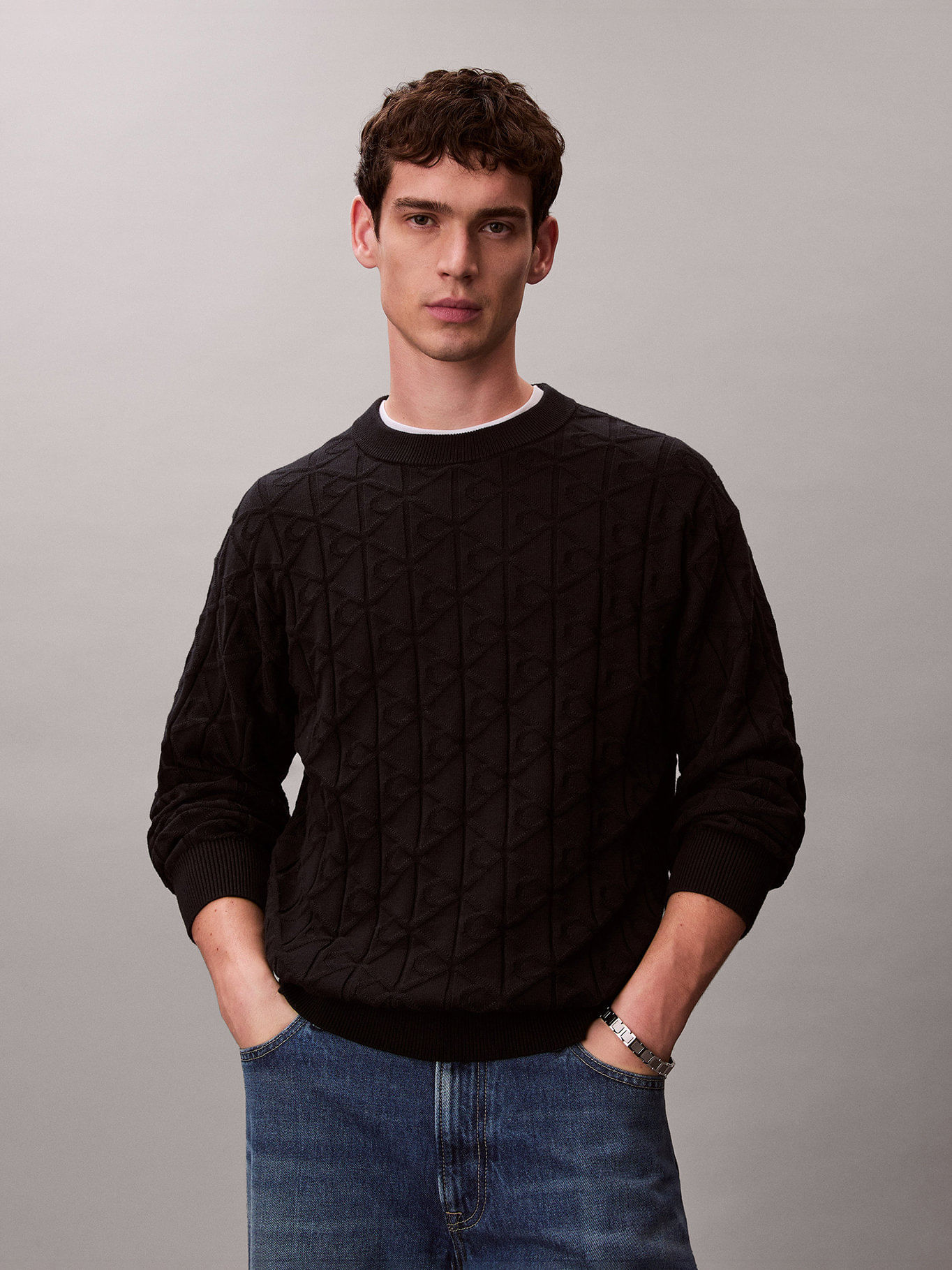 Sweater de algodón en jacquard de logo