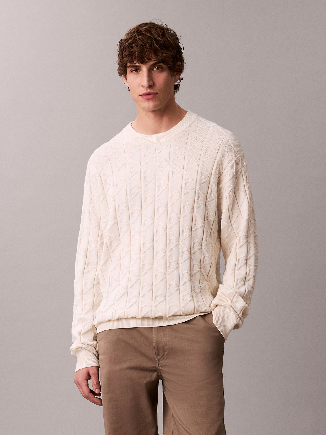 Sweater de algodón en jacquard de logo